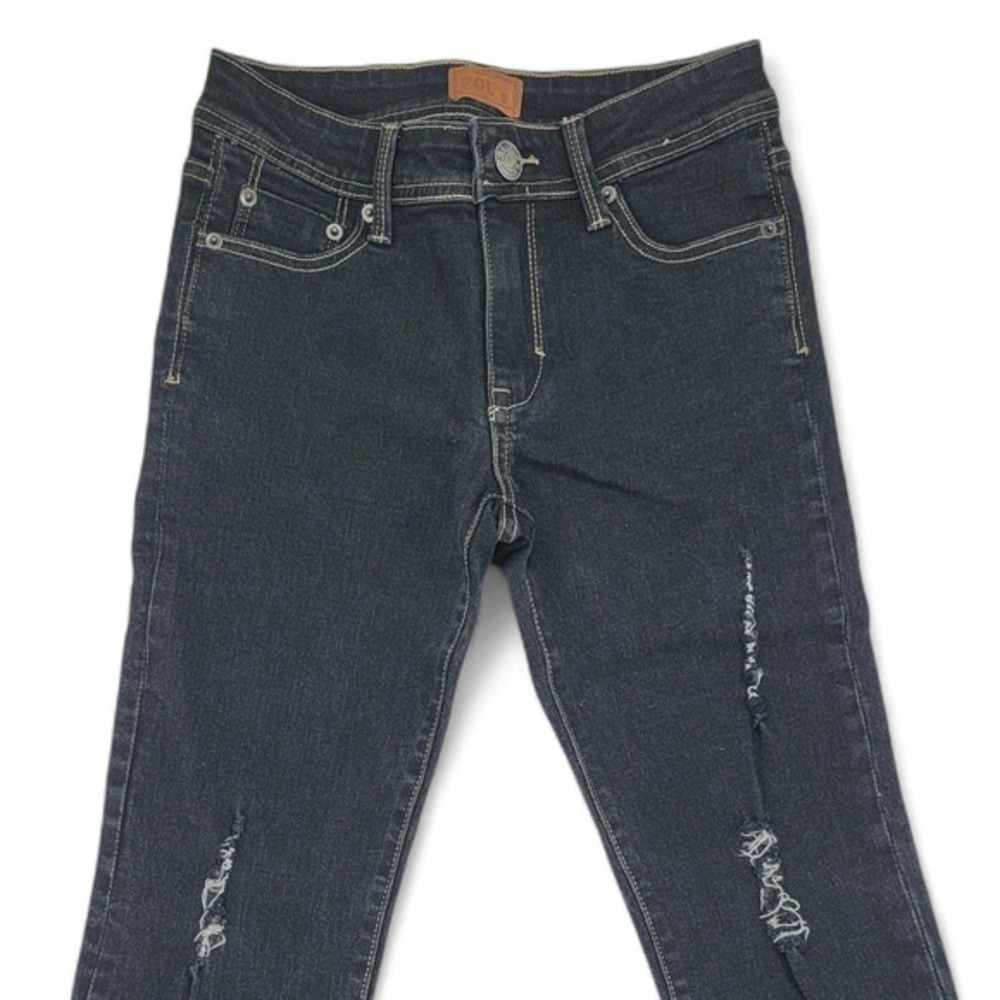 POL Womens Small Black Distressed Skinny Jeans 26x28 High Rise 100% Cotton New